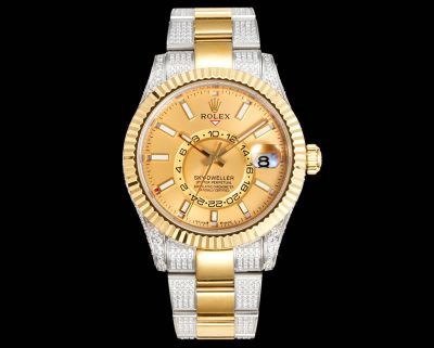 Rolex Sky-dweller Replica with Two-tone 42mm 9002 Movement Ring Command Bezel Watch
